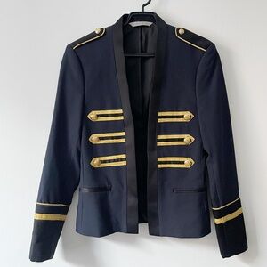 Zara Man Cropped Military Satin Jacket with Gold Details.